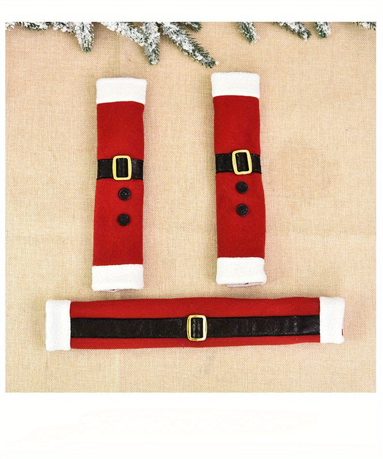 3-pack 3-Pack Santa Claus Refrigerator Door Handle Covers, Decorative Polyester Handle Wraps for Kitchen Appliances, Home Decor