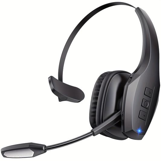 55-Hour Wireless PC Headset - Dual Noise Canceling Microphone, Mute Button, Bluetooth Connectivity for Truck Drivers, Mobile Phones, and Computers