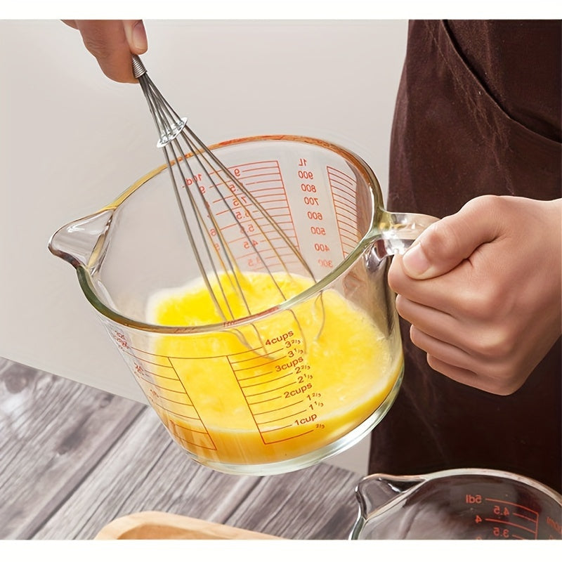 1/3pcs Glass Measuring Cup Set, Including 1 Cup, 2 Cup, 4 Cup Tempered Glass Liquid Measuring Cups, Handle And 4 Ratio (oz, Cup, Ml, Deciliter) Dishwasher, Refrigerator, Microwave And Preheated Oven, Kitchen Essential Tool Gl