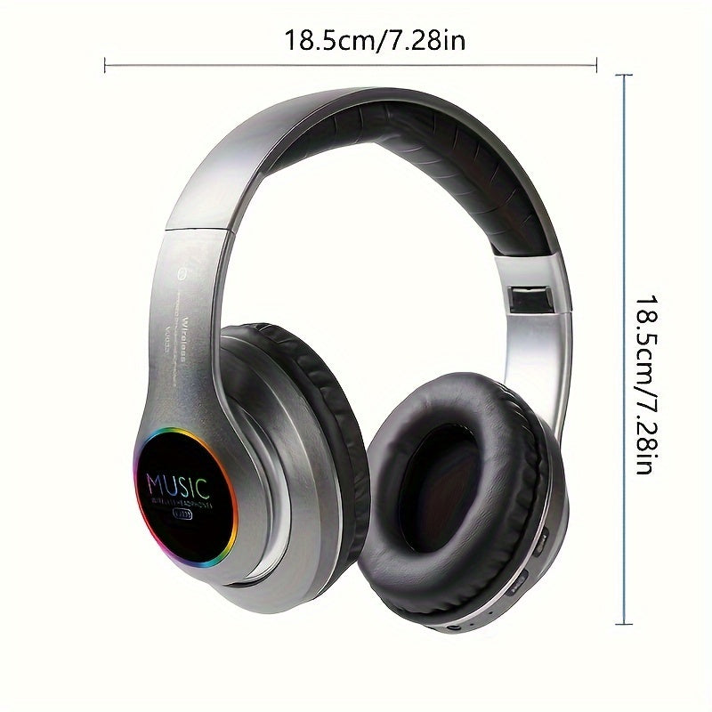 Wireless Noise Cancelling Headphones, Wireless Earbuds with Deep Bass, Lightweight Foldable Headphones with Built-in Microphone, for Work Laptops, Mobile Phones, On-head Gaming Headphones, Compatible with Android/iOS, Father'