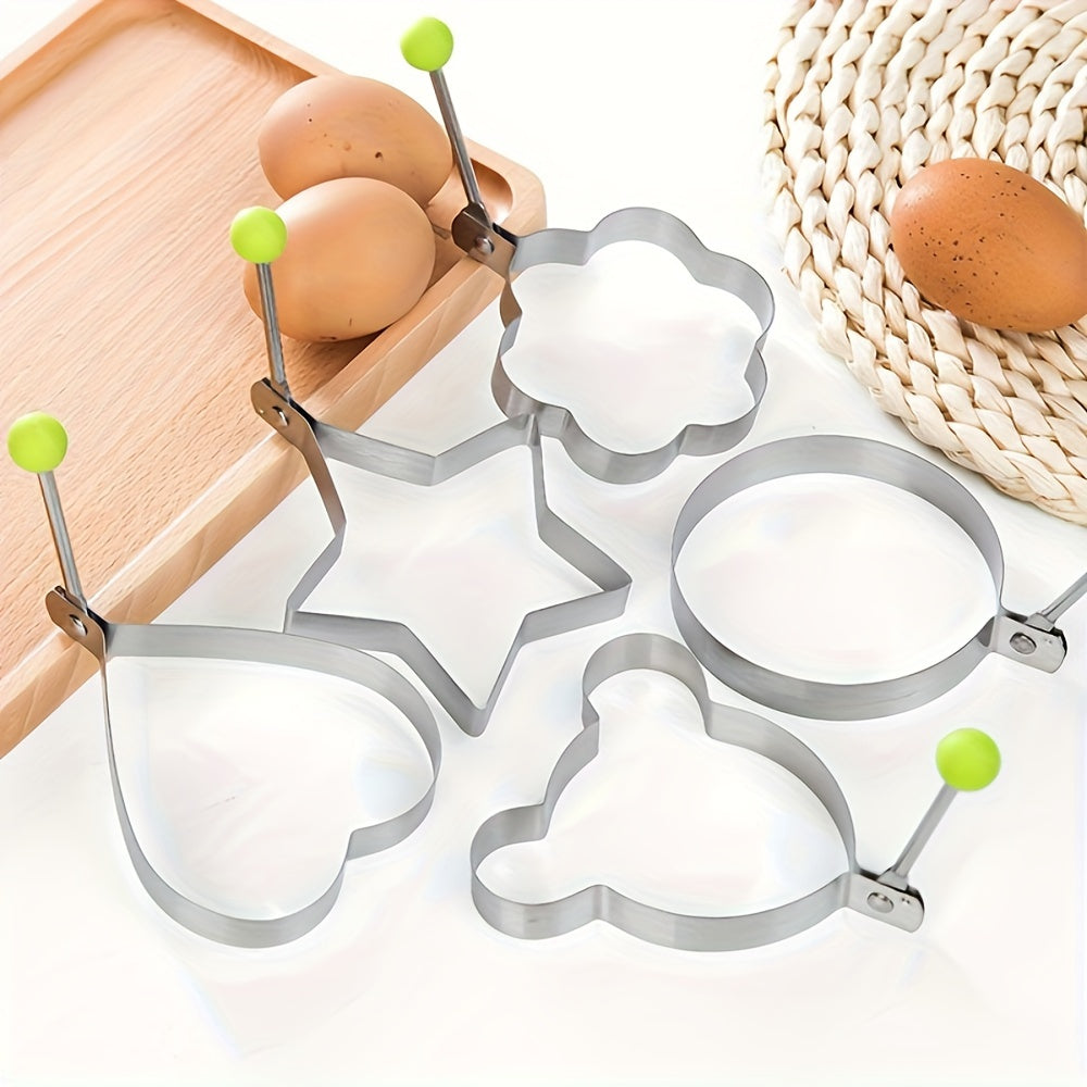 5PC Cute Egg Circles - Stainless Steel Egg Molds for Omelets, Chicken Rolls - Kitchen Appliances & Accessories - Perfect for Breakfast & Fun Cooking - Great Gift for Foodies & Families