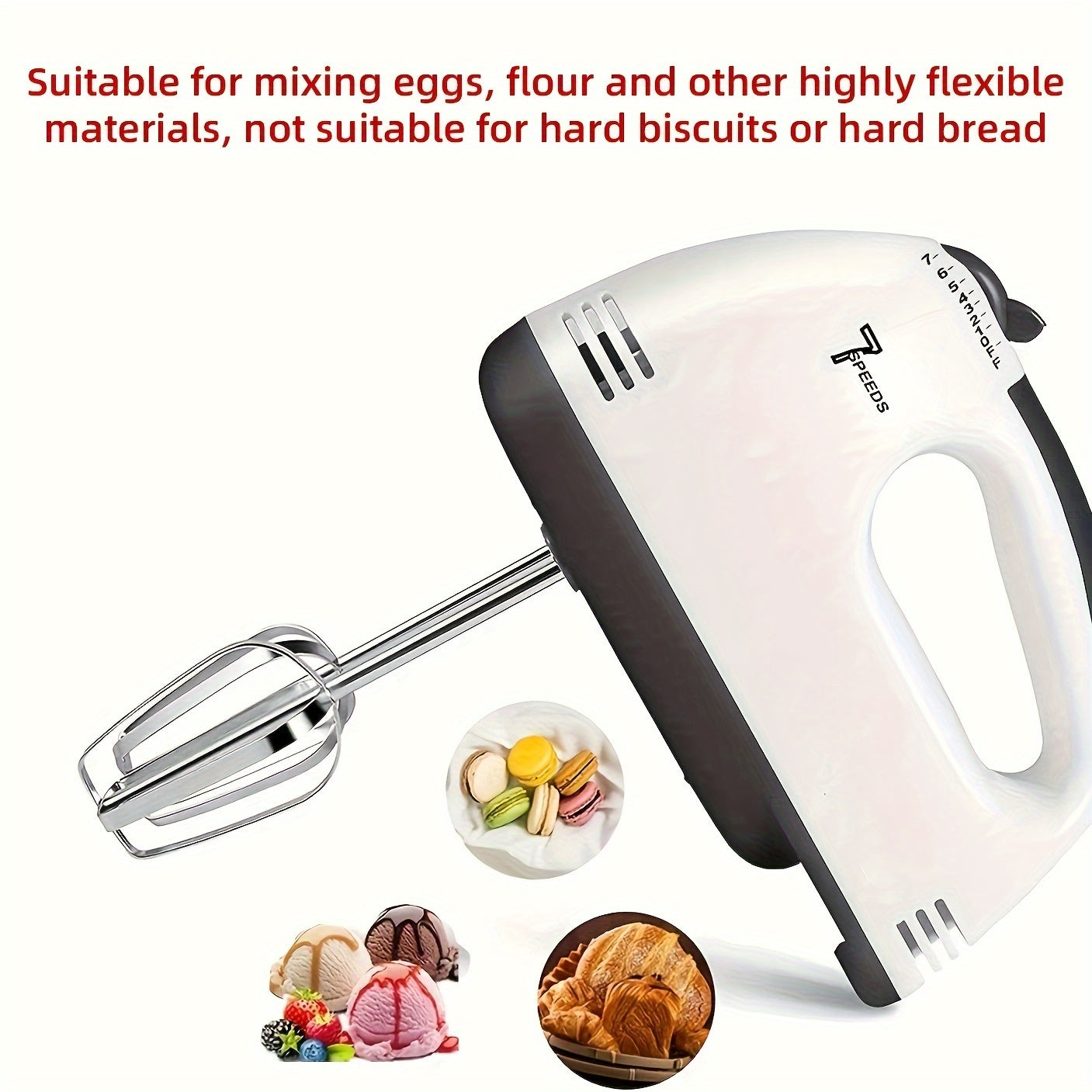 PANCERKA 1Set Electric Hand Mixer, 7-Speed Hand-Held Egg Beater Whisk Breaker, Electric Mixer, Kitchen Appliances Stirrer, Electric Food Mixers for Mixing in Bowls
