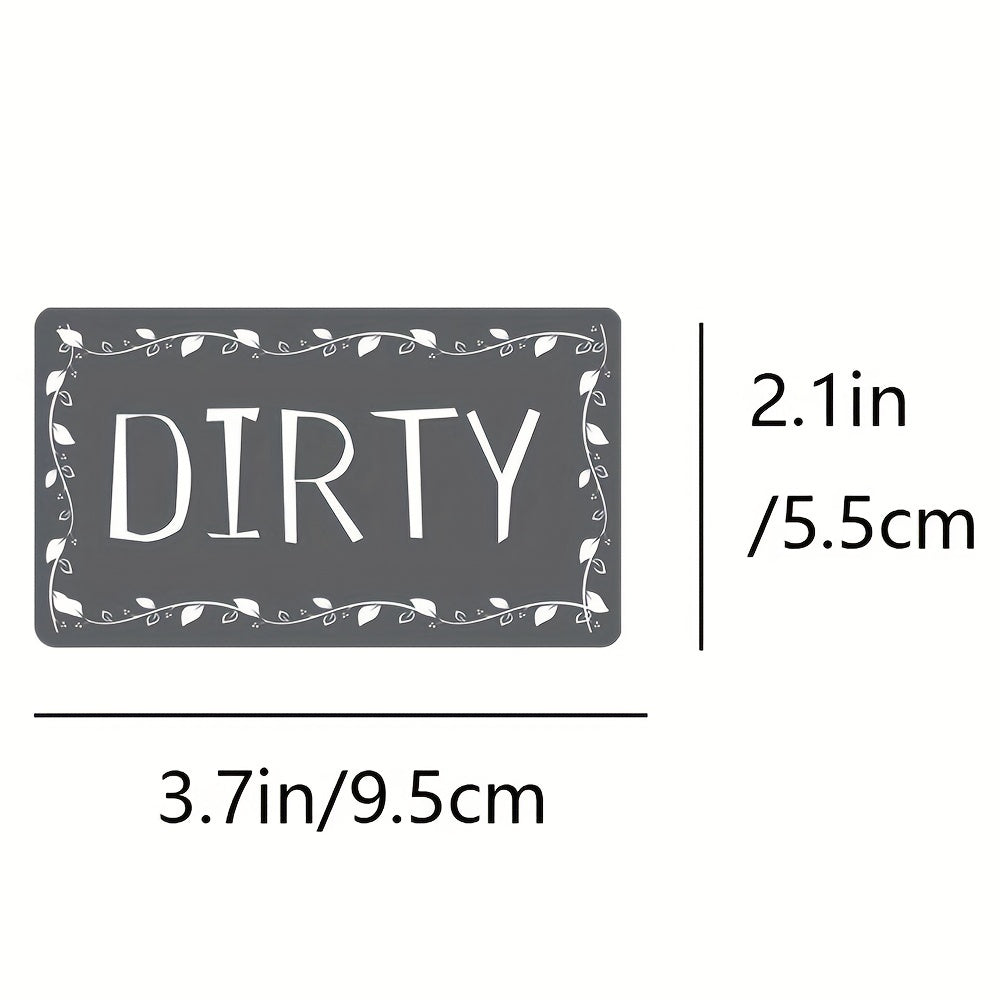 1pc Dishwasher Magnet Clean Dirty Sign Positive And Reverse Indicator Sticker Fashion Universal Kitchen Dishwasher Refrigerator Magnet UV Craft Plus Soft Magnet For Kitchen Organizer Square Border Pattern Fridge Decorations