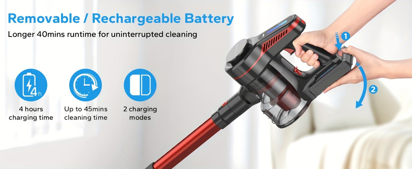 ORFELD Cordless Vacuum Cleaner, Stick Vacuum With 30Kpa Powerful Suction, 45Mins Runtime Rechargeable Vacuum, Anti-tangle And 50.72oz Dust Cup, 6 In 1 Lightweight Vacuum For Hardwood Floor Carpet Pet Hair