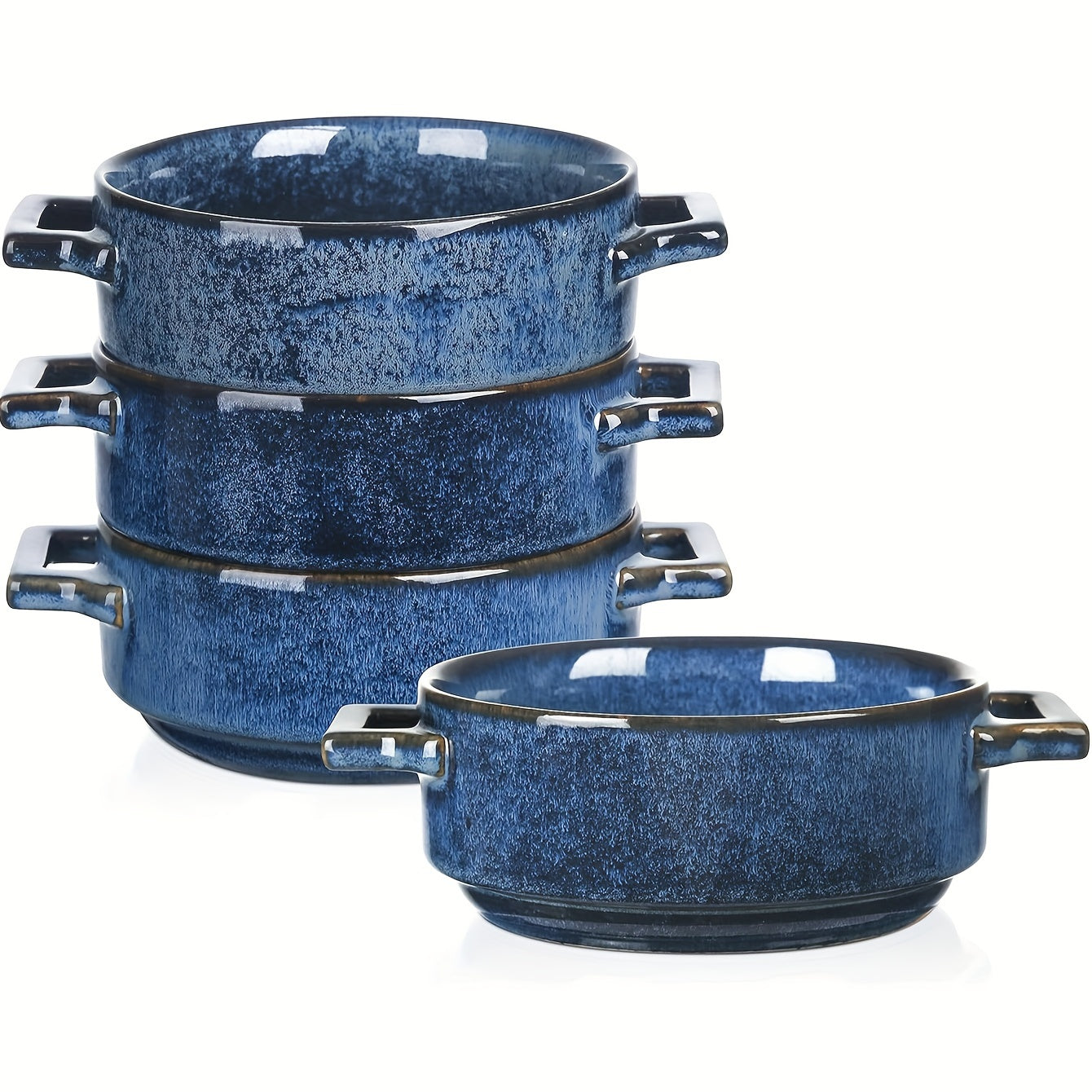 4pcs Set, Vicrays Ceramic Soup Bowls With Handles, 24 Oz Porcelain Soup Crocks For French Onion Soup, Pot Pies, Cereal, Chill, Pasta, Beef Stew, Microwave And Oven Safe