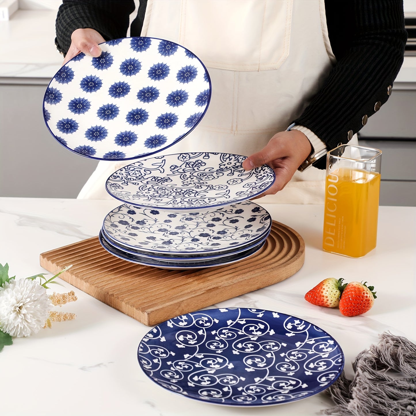 12 Pieces, Ceramic Pasta Plates Set,, 8.5 Inch, 12 Small Round Porcelain Kitchen Dinner Dishes for Dessert, Appetizer, Salad, Sandwich, Dishwasher & Oven & Microwave Safe, High quality and scratch resistant, Classic and luxur