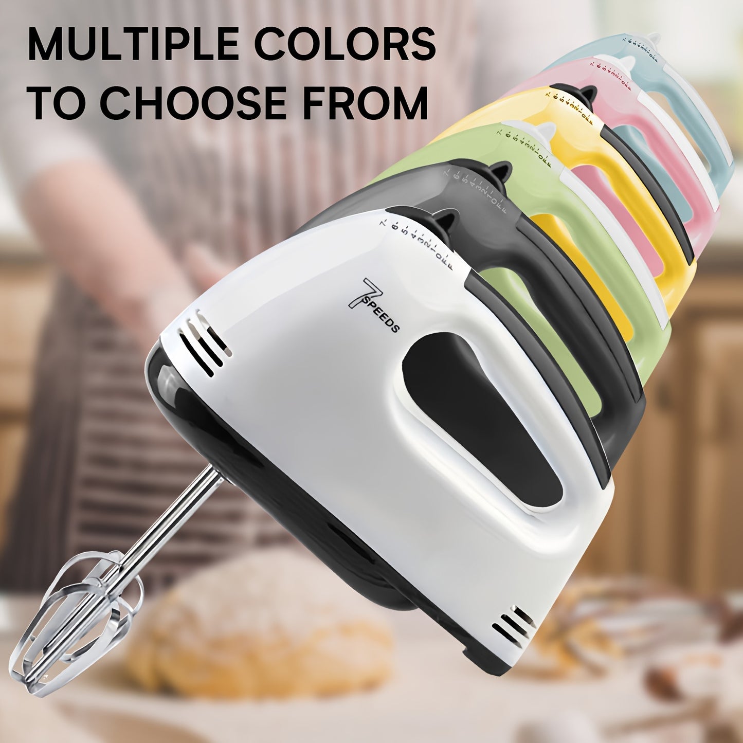 PANCERKA 1Set Electric Hand Mixer, 7-Speed Hand-Held Egg Beater Whisk Breaker, Electric Mixer, Kitchen Appliances Stirrer, Electric Food Mixers for Mixing in Bowls