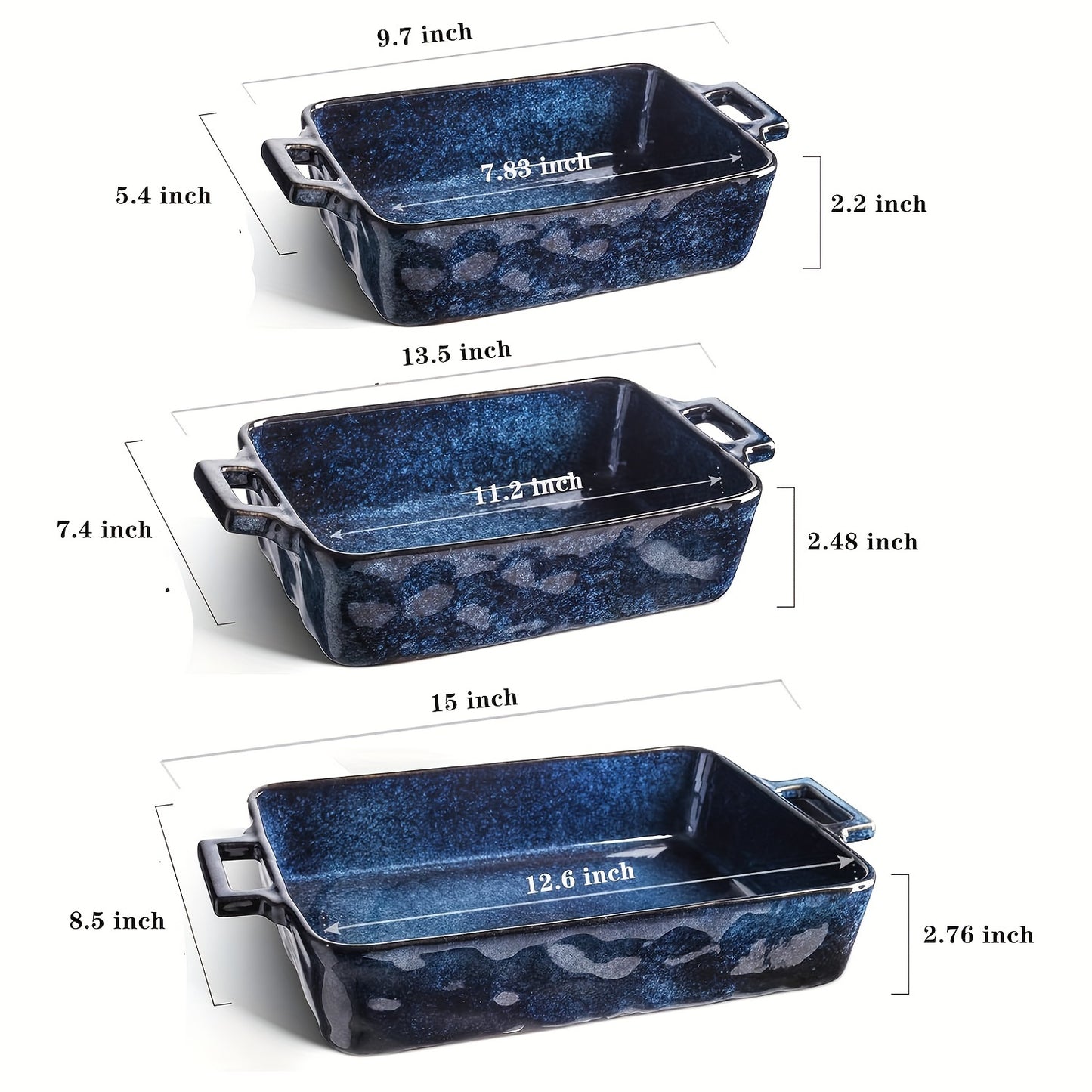 Vicrays 7-Piece Kitchen Bakeware Set, French Onion Soup Bowls With Handles, Soup Crocks for French Onion Soup, Cereal, Beef Stew, Chill, Pasta, Pot Pies, Microwave and Oven Safe (Blue)