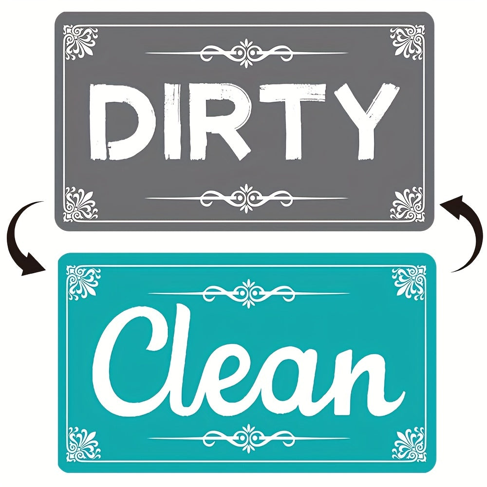 1pc Dishwasher Magnet Clean Dirty Sign Positive And Reverse Indicator Sticker Fashion Universal Kitchen Dishwasher Refrigerator Magnet UV Craft Plus Soft Magnet For Kitchen Organizer Square Border Pattern Fridge Decorations