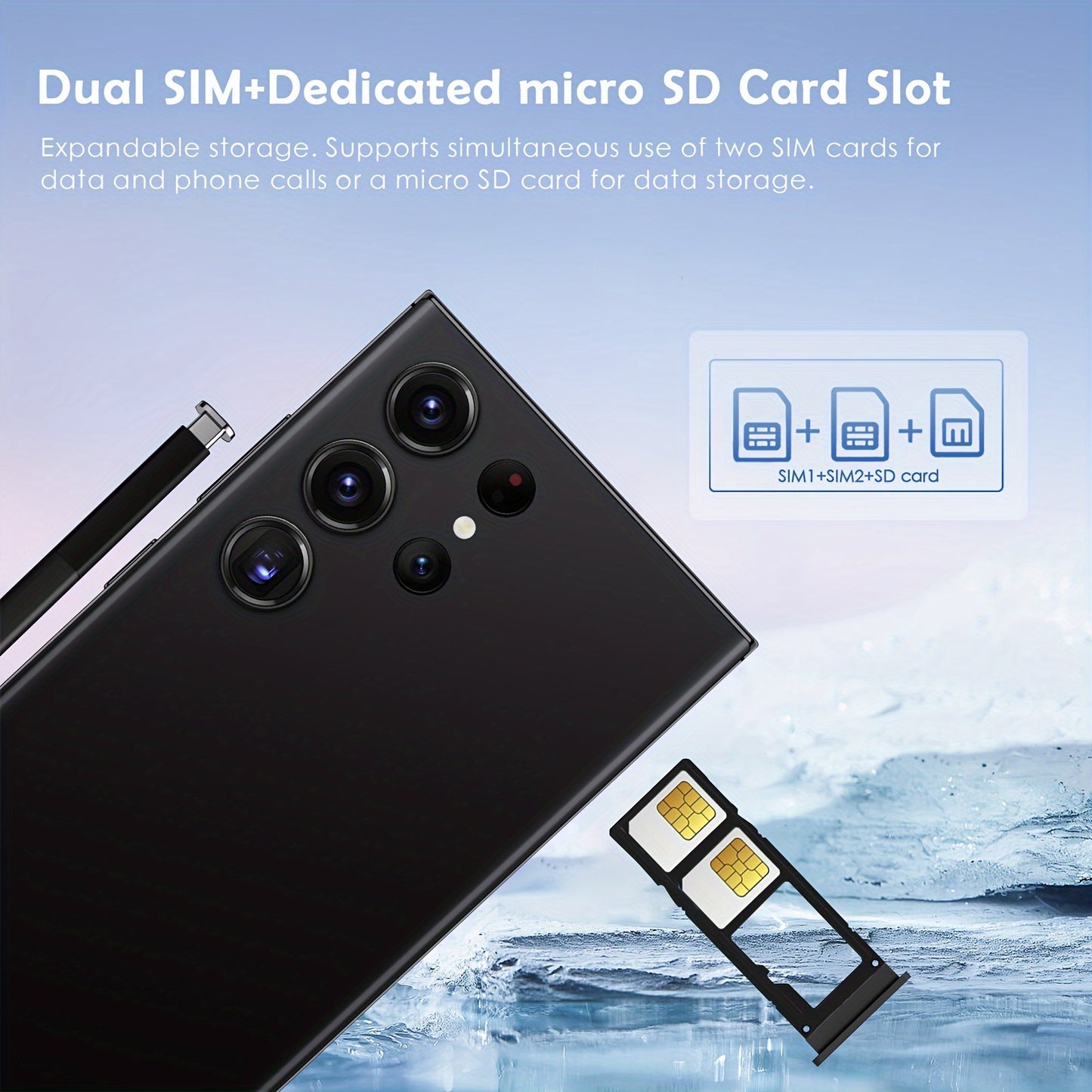 Unlocked Cell Phones Android 13 Phones 8+256GB Smartphone 6.8" HD Screen Dual SIM 6800 MAh Built-In Pen