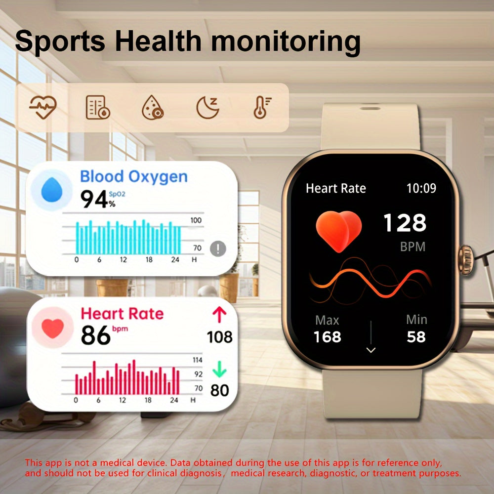 2.01" HD Screen LAXASFIT Smart Watch Plus - Advanced Fitness Activity Tracker with 128 Sport Modes, Weather Forecast, Remote Music Control, and Call/Answer Function for Android Phones - Ideal Outdoor Smartwatch Gift for Women