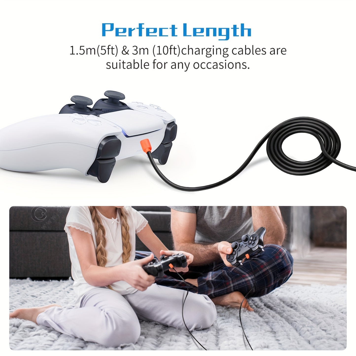 [2 Pack] G-STORY Data Cable, 5ft + 10ft Dual Wire Combination, High Purity Copper Core, Faster And More Durable, Supports Connecting To Mobile Phones, Computers, Tablets, TVs And Controllers