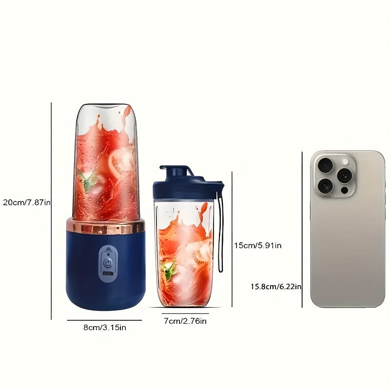 1pc Compact 2-in-1 Portable Blender & Juicer with USB Charging - Stainless Steel/Plastic, 1500mAh Lithium Battery, Digital Display, Includes Water Bottle - Ideal for Smoothies & Fresh Juice On-the-Go, Smoothie Blender Portabl