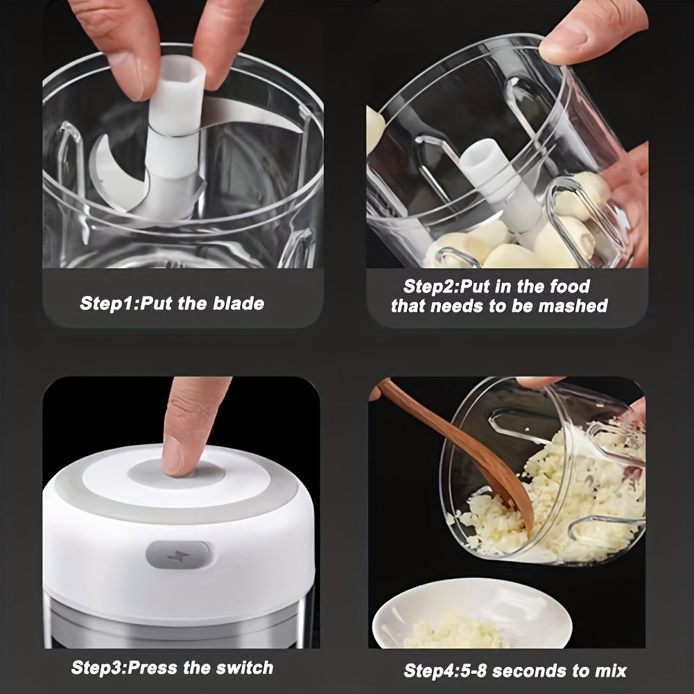1pc Electric Mini Food Chopper - Portable, Rechargeable & Multi-Functional Processor - Compact Onion Mincer, Vegetable & Meat Grinder for Pepper, Seasoning, Nuts - USB Charging, Ideal for Kitchen & Travel