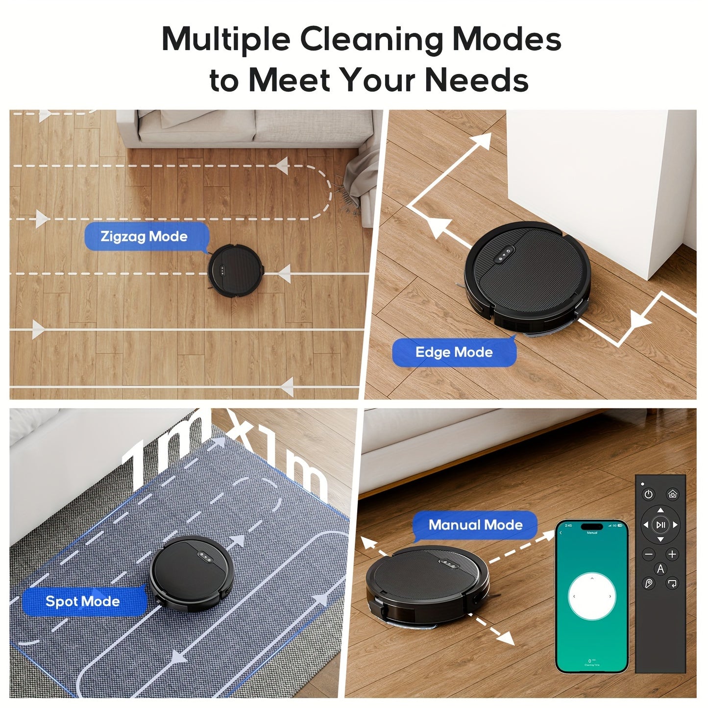 120 Mins Runtime Robot Vacuum Cleaner, Strong Suction, Slim, Wi-Fi/App/Alexa Control, Automatic Self-Charging, Robot Vacuum And Mop Combo, Ideal for Pet Hair Hard Floor and Daily Cleaning, Black