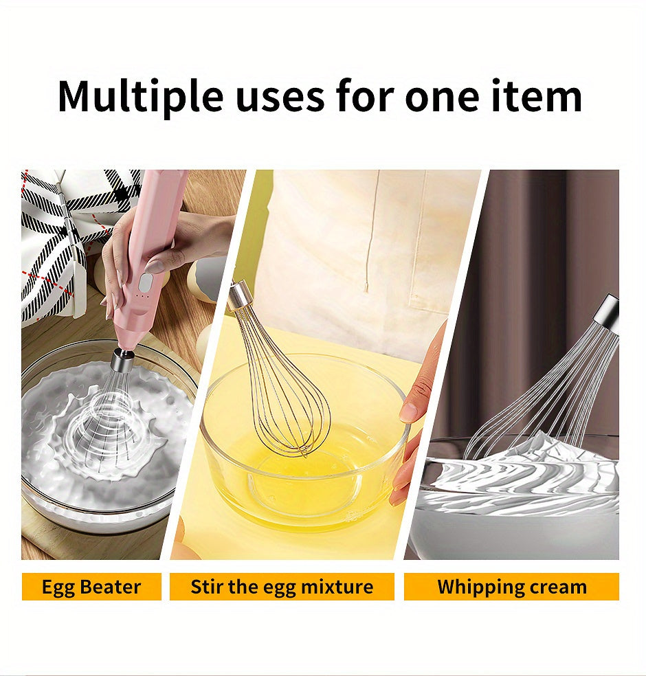 USB-Charged Multi-Functional Frother - Stainless Steel, Wireless & Portable Blender for Creamy Coffee and Baking