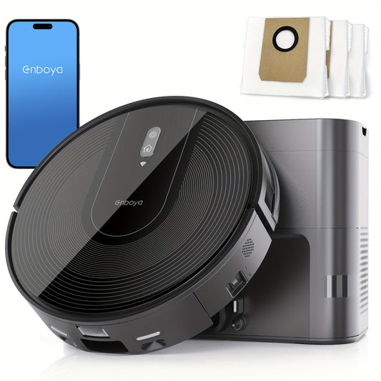 Enboya Powerful Robot Vacuum Cleaner Robot Vacuum With Self Empty Station Storing Up To 60 Days Of Dust - Wi-Fi/App/Alexa Control - Robotic Vacuum Ideal For Hard Floors, Pet Hair And Low Carpets