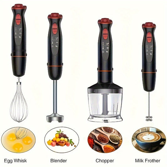 5-In-1 Immersion Hand Blender - Food Mills with 1000W Powerful LED Backlight, 12-Speed Multi-Function, Stainless Steel Blades, Chopper, Beaker, 600ml, Whisk, Milk Frother, BPA Free, Perfect for Food, Smoothies, Puree, Hallowe