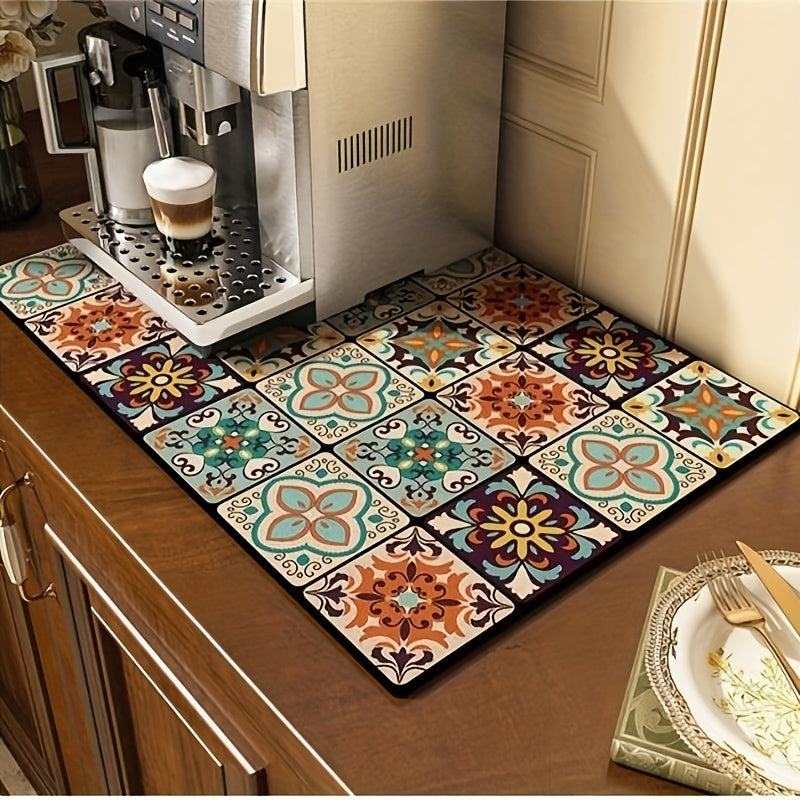 1pc, Super Absorbent Diatom Mud Pad for Kitchen and Bathroom - Dries Dishes, Coffee Machines, and Countertops Quickly - Non-Slip and Easy to Clean
