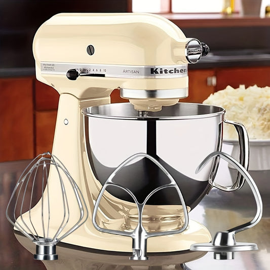 4-Piece Stainless Steel Mixer Bowl Kit - Parts & Accessories Blender Replacement Parts - Heavy Duty, Dishwasher Safe, Fits 4.5-5QT Tilt-Head Stand Mixer, Includes Dough Hook, Beater, Wire Whip, and Bowl for Efficient Mixing a