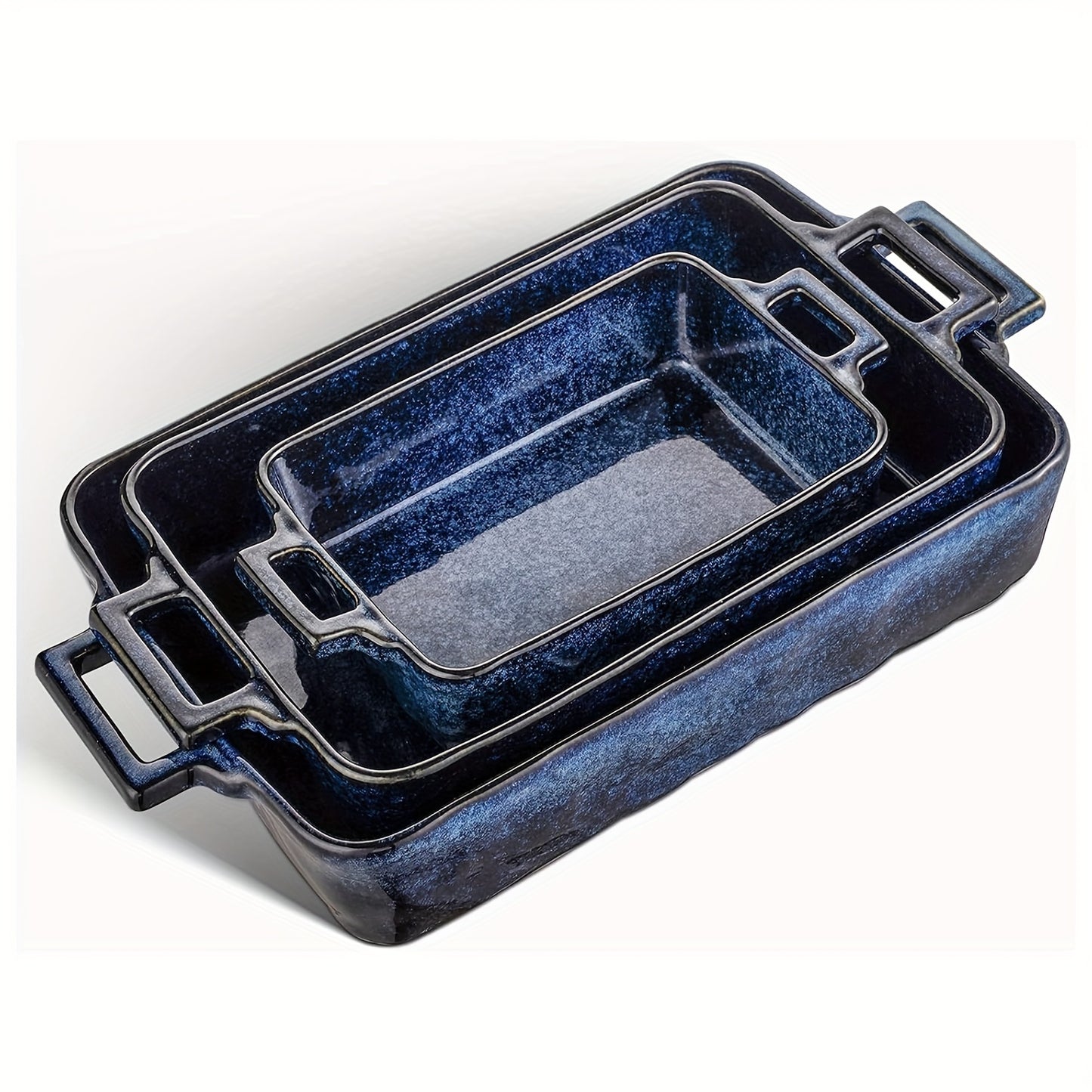 Vicrays 7-Piece Kitchen Bakeware Set, French Onion Soup Bowls With Handles, Soup Crocks for French Onion Soup, Cereal, Beef Stew, Chill, Pasta, Pot Pies, Microwave and Oven Safe (Blue)