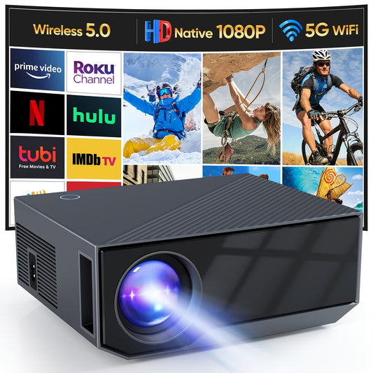 2025 Wireless Projector, 5G WiFi, Full HD 1080P, Compatible With Smart Phones, TV Sticks, PS5, XBOX, Used For Entertainment Office, Home Audio And Video.