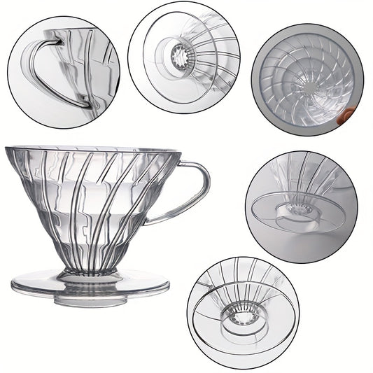 V60 Coffee Dripper, Pour Over Coffee Maker Reusable Plastic Filter Cup Slow Brewing Accessories For Kitchen Bar Office