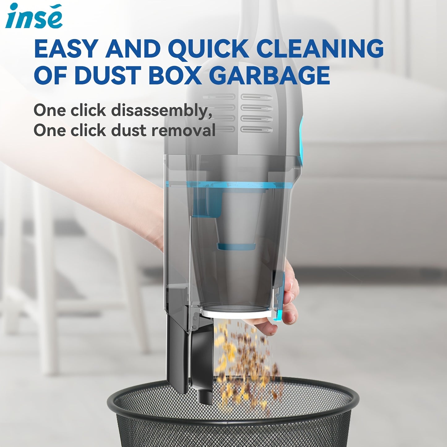 INSE R6 Corded Vacuum Cleaner, 15KPa Powerful Suction with 600W Motor Stick Vacuum, Ultra-Lightweight Bagless Upright Vacuum with Handheld for Home Hard Floor Carpet Pet Hair Car Cleaning