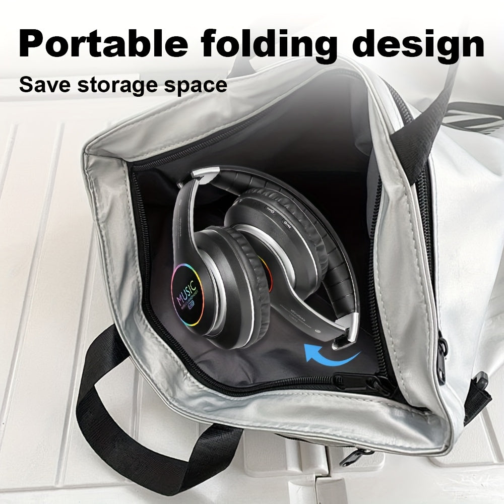 Wireless Noise Cancelling Headphones, Wireless Earbuds with Deep Bass, Lightweight Foldable Headphones with Built-in Microphone, for Work Laptops, Mobile Phones, On-head Gaming Headphones, Compatible with Android/iOS, Father'