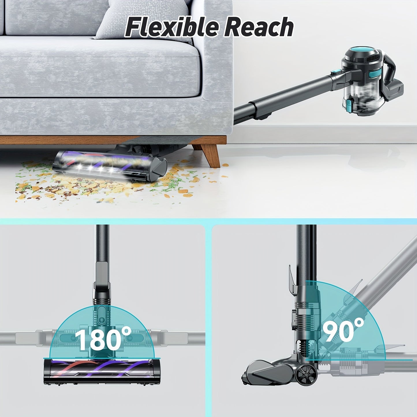 [Powerful|Lightweight] 23Kpa Powerful Suction Cordless Vacuum Cleaner | 4 In 1 Handheld Vacuum, Lightweight Stick Vacuum, Detachable Battery, LED Brush, 1.3L Dust Cup For Home Hard Floor Carpet Pet Hair
