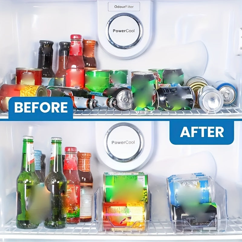 1pc Refrigerator Organizer Bins, Soda Can Dispenser Beverage Holder, Clear Plastic Canned Food Pantry Storage Rack, Stacking Can Dispensers For Fridge, Freezer, Pantry, Kitchen, Countertops, Cabinets, Kitchen Accessories