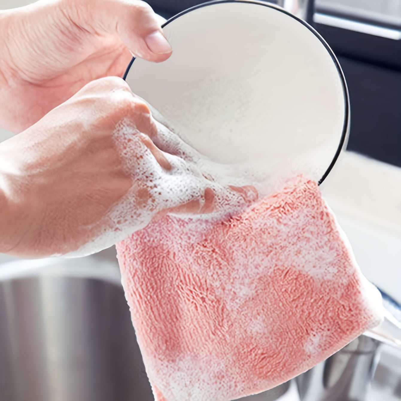 5/10pcs, Solid Color Dishcloth, Household Thickened Kitchen Dish Cloth, Super-absorbent Dish Towel, Cleaning Special, Bamboo Fiber, Absorbent, Does Not Fall Off, Does Not Stick To Oil, Cleaning Supplies