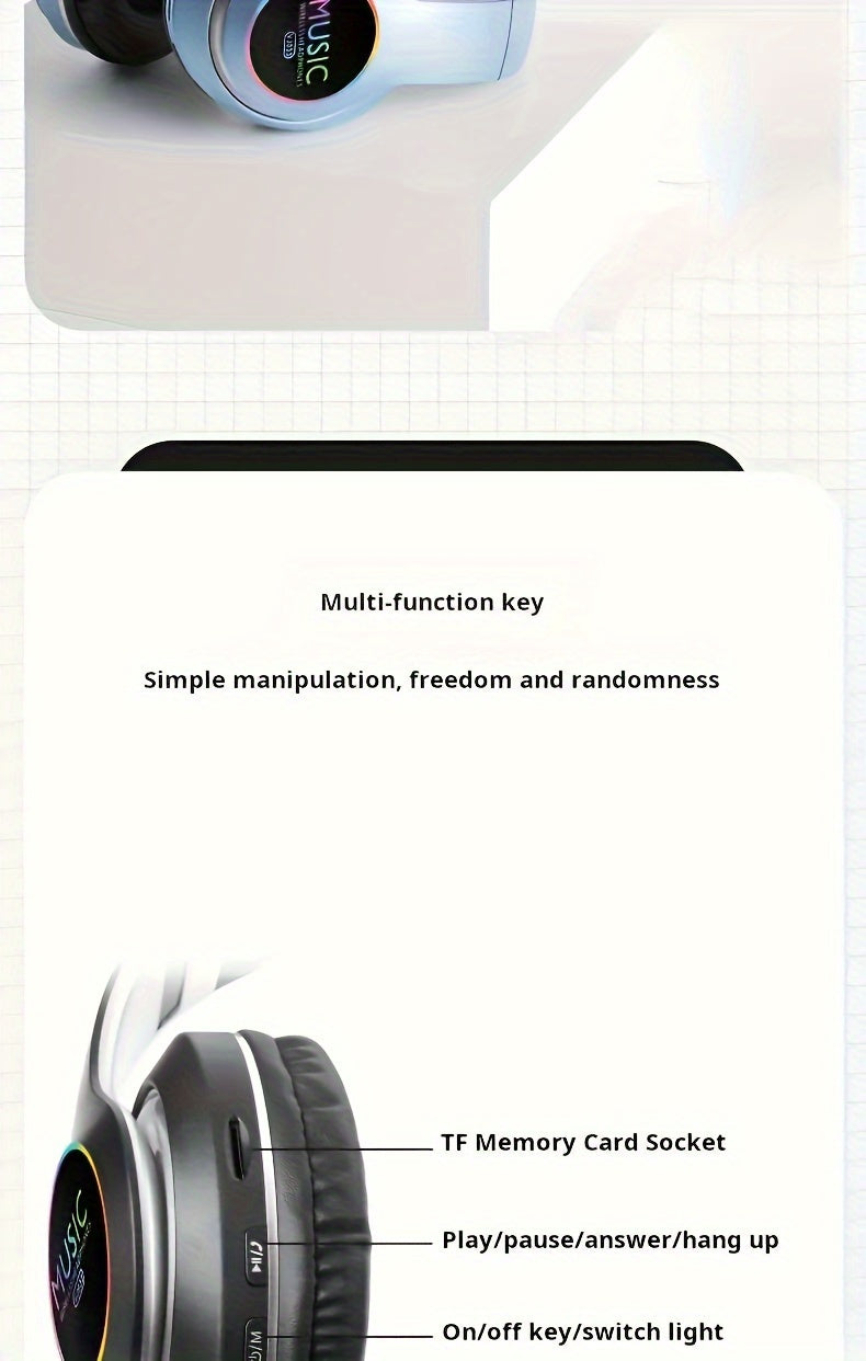 Wireless Noise Cancelling Headphones, Wireless Earbuds with Deep Bass, Lightweight Foldable Headphones with Built-in Microphone, for Work Laptops, Mobile Phones, On-head Gaming Headphones, Compatible with Android/iOS, Father'