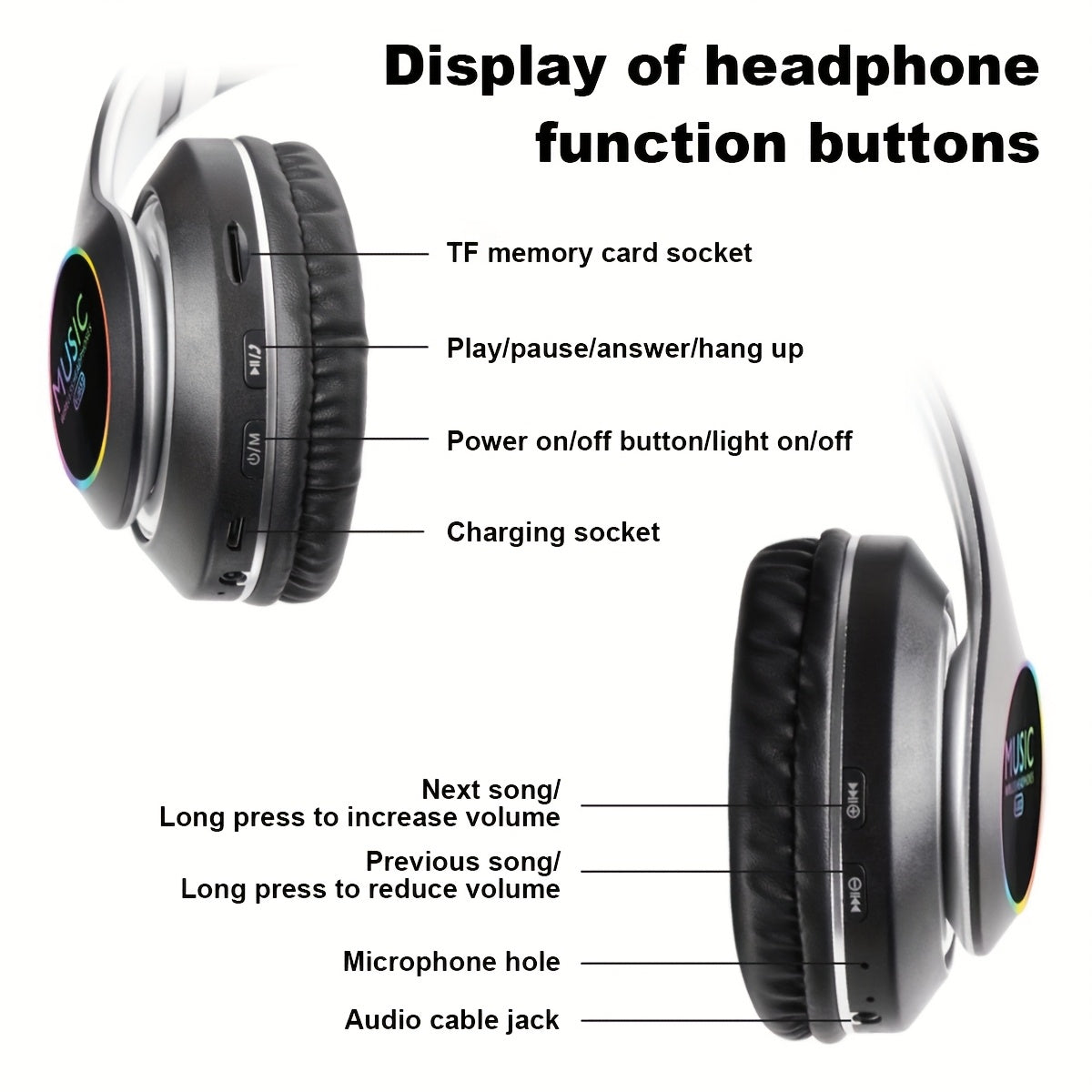Wireless Noise Cancelling Headphones, Wireless Earbuds with Deep Bass, Lightweight Foldable Headphones with Built-in Microphone, for Work Laptops, Mobile Phones, On-head Gaming Headphones, Compatible with Android/iOS, Father'