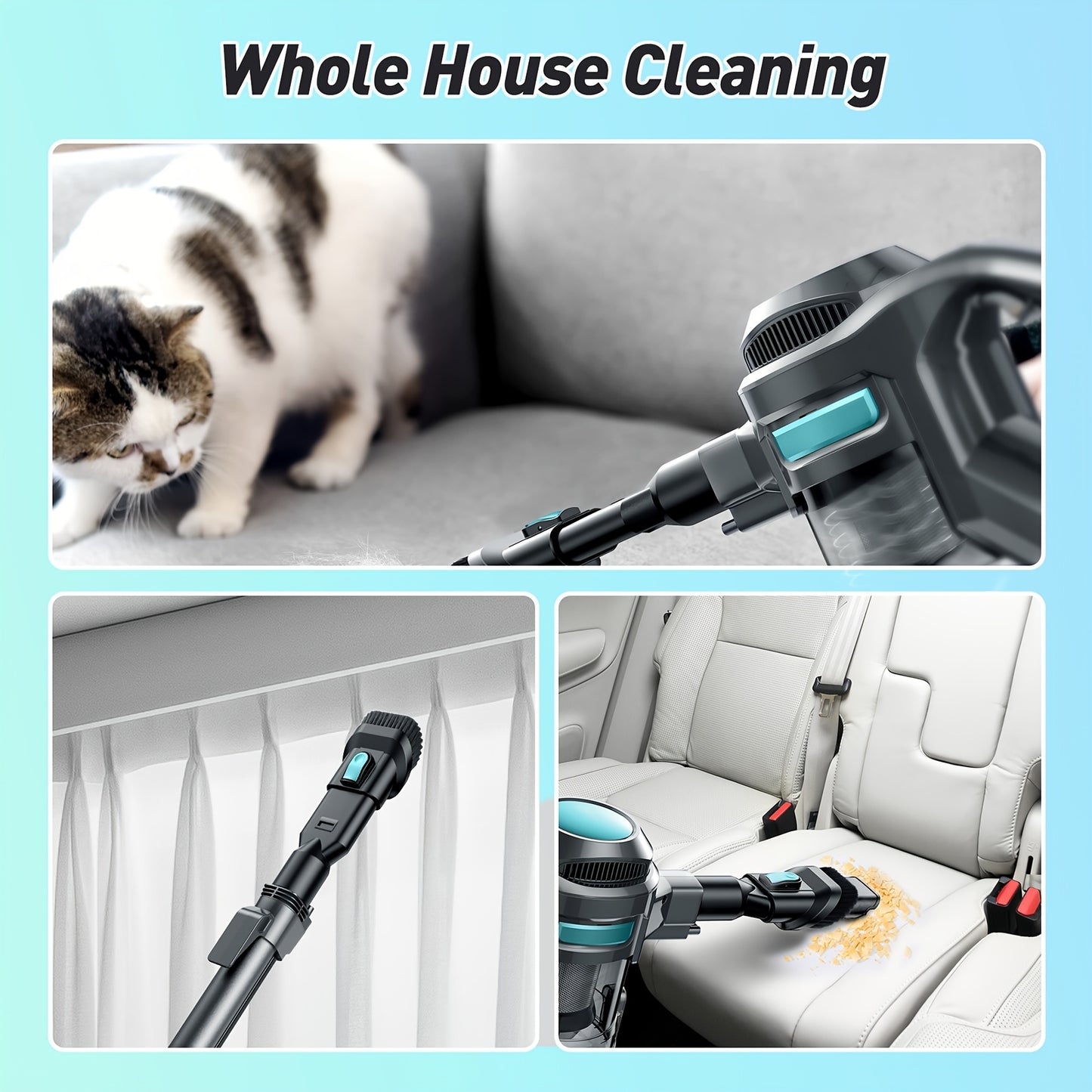 [Powerful|Lightweight] 23Kpa Powerful Suction Cordless Vacuum Cleaner | 4 In 1 Handheld Vacuum, Lightweight Stick Vacuum, Detachable Battery, LED Brush, 1.3L Dust Cup For Home Hard Floor Carpet Pet Hair