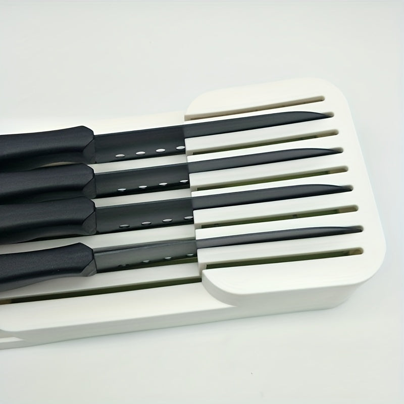 1pc Kitchen Drawer Organizer Tray For Knives, Knife Block, Knife Holder, Drawer Storage Box For Knife, Drawer Organizer Insert, Holds 9 Knives, Kitchen Accessories