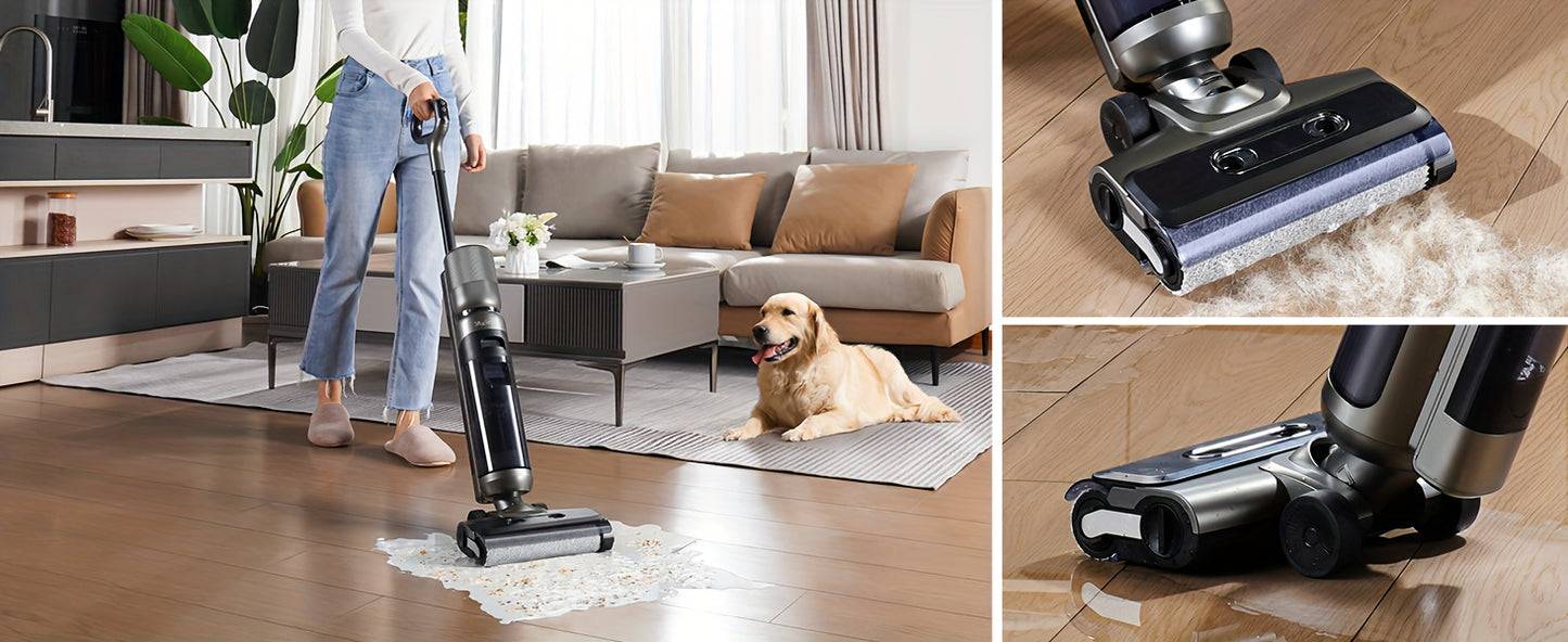 Maircle F1 Cordless Wet Dry Vacuum Cleaner, Lightweight Cordless Floor Washer With Voice Assistance, LED Screen Multi-Surface Vacuum Mop All In One With Self-Cleaning For Hardwood Floors