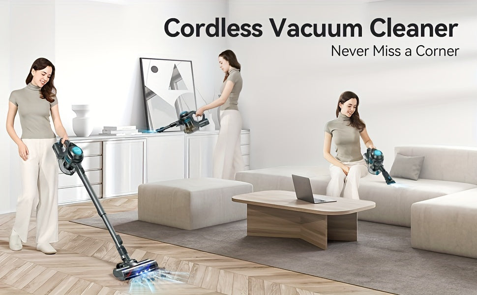 [Powerful|Lightweight] 23Kpa Powerful Suction Cordless Vacuum Cleaner | 4 In 1 Handheld Vacuum, Lightweight Stick Vacuum, Detachable Battery, LED Brush, 1.3L Dust Cup For Home Hard Floor Carpet Pet Hair