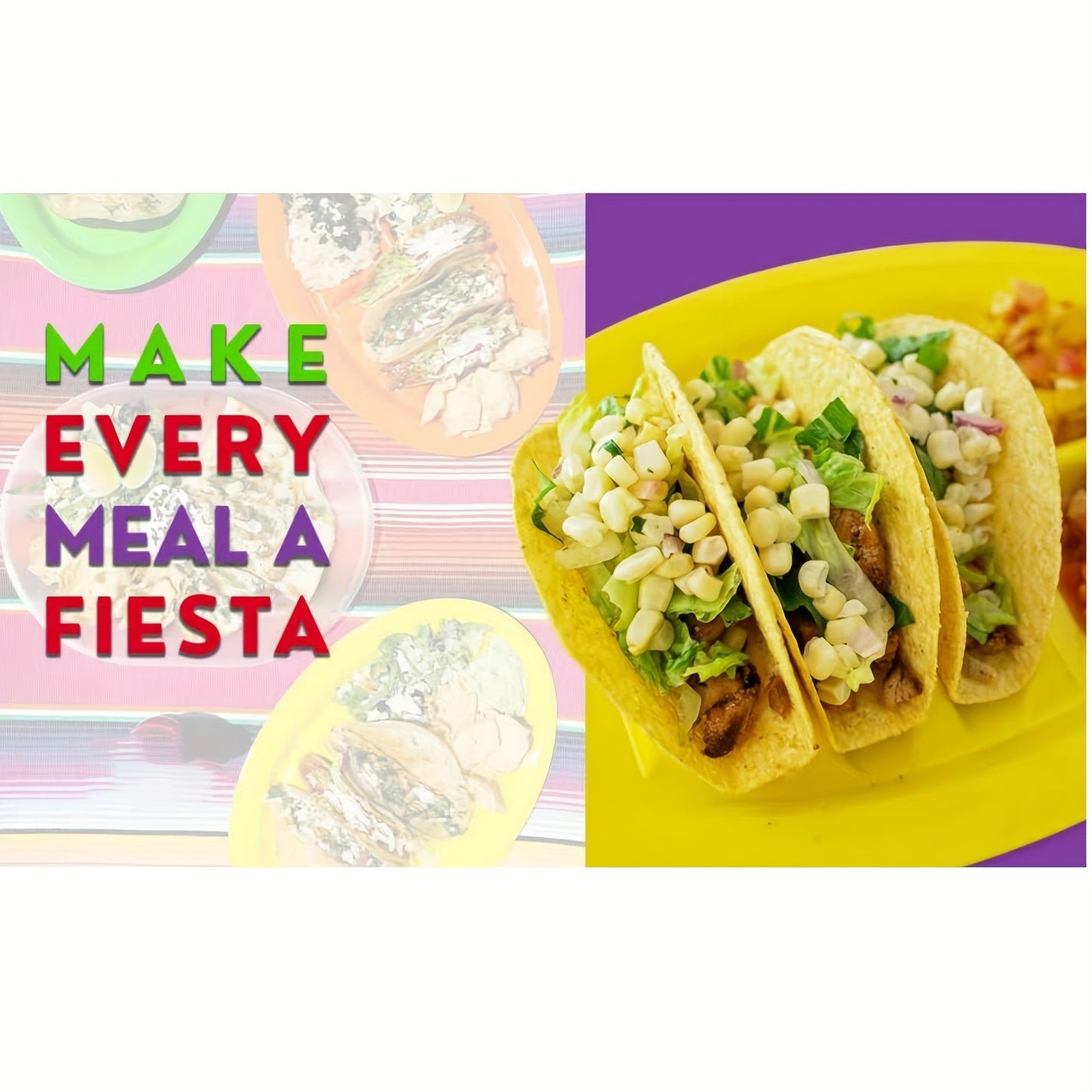1pc/4pcs, Fiesta Serving Plates/Trays Set With Stand Up Holder For Soft And Hard Shell Tacos, Plastic, Use For Taco Nights And Bar, Microwave Safe