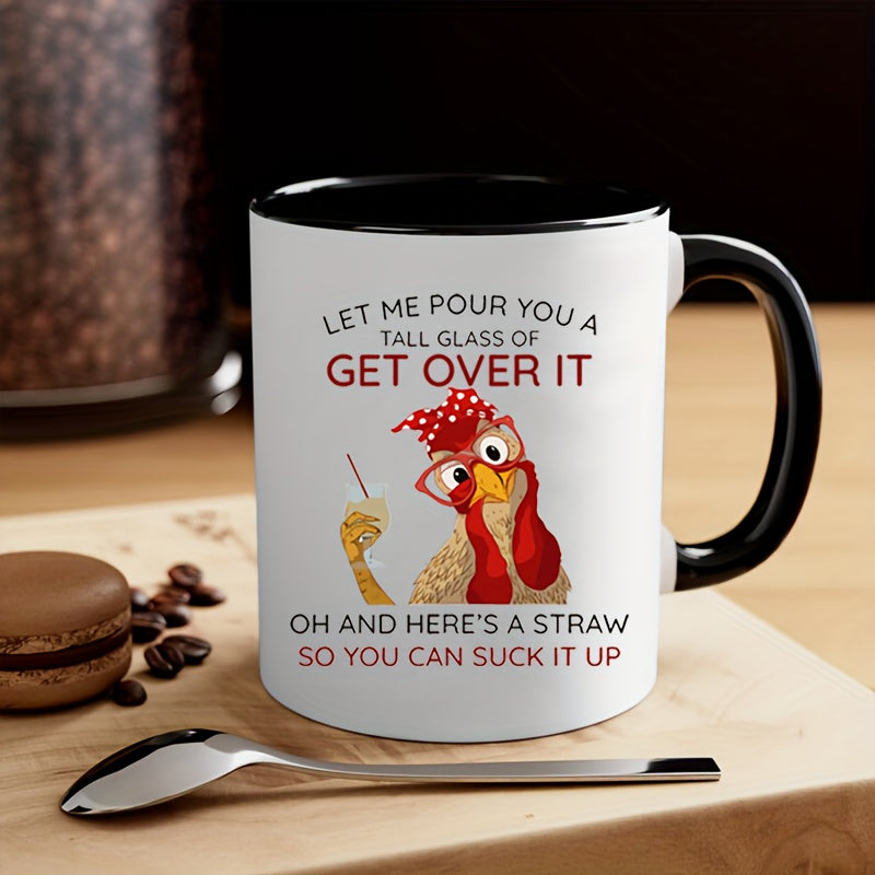 Funny Chicken 11oz Ceramic Coffee Mug - Double-Sided Print, Microwave Safe, Perfect for All Seasons & Gifts