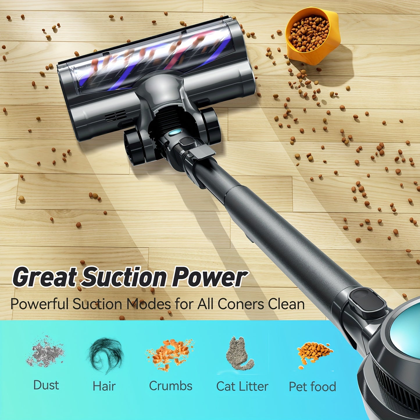 [Powerful|Lightweight] 23Kpa Powerful Suction Cordless Vacuum Cleaner | 4 In 1 Handheld Vacuum, Lightweight Stick Vacuum, Detachable Battery, LED Brush, 1.3L Dust Cup For Home Hard Floor Carpet Pet Hair