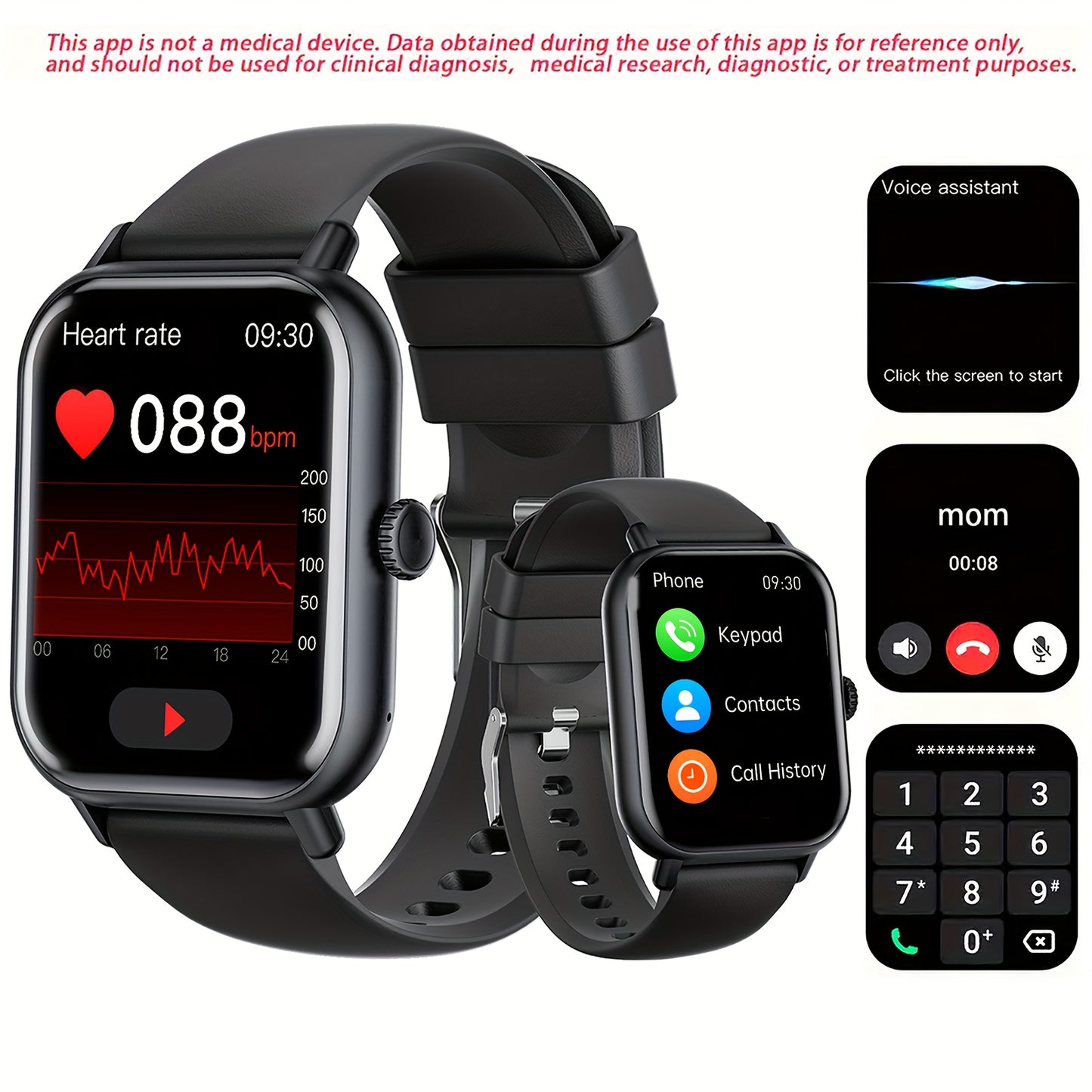 Smart Watch, 2.01'' Full Touch Screen Display With Message, Answer Make Call Smartwatch, Sports Pedometer, Information Alerts, For IPhone/Android Phones, Smartbands Fitness Watch For Women/Men Friend Gift, Birthday Gift