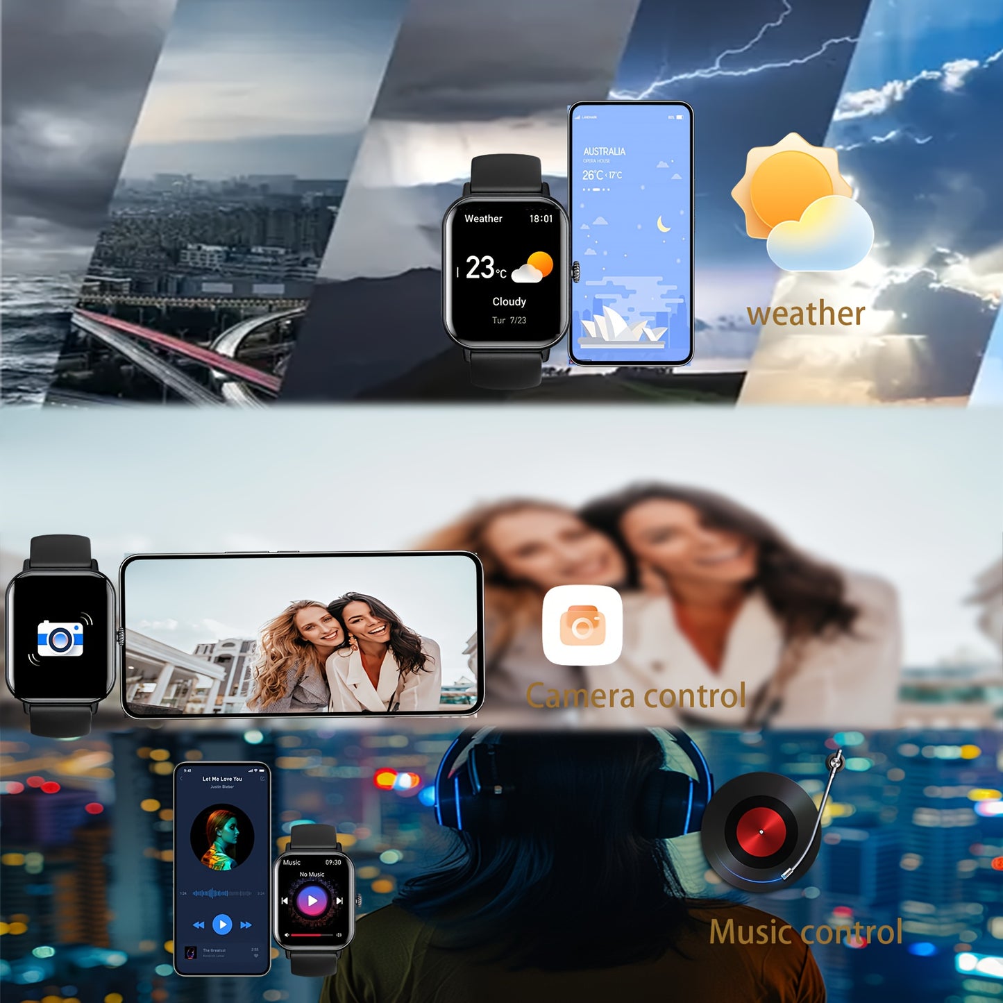 Smart Watch, 2.01'' Full Touch Screen Display With Message, Answer Make Call Smartwatch, Sports Pedometer, Information Alerts, For IPhone/Android Phones, Smartbands Fitness Watch For Women/Men Friend Gift, Birthday Gift