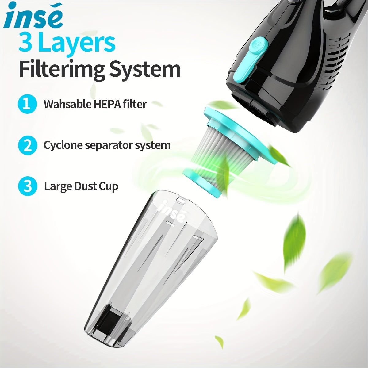 INSE R3s Corded Vacuum Cleaner, 400W High-Performance Motor, 16KPa Strong Suction, Lightweight Design with Advanced Filtration for Pet Hair & Dust, Includes 9 Accessories, Flexible ≥275.59inch Cable, Ergonomic Grip, Ideal f