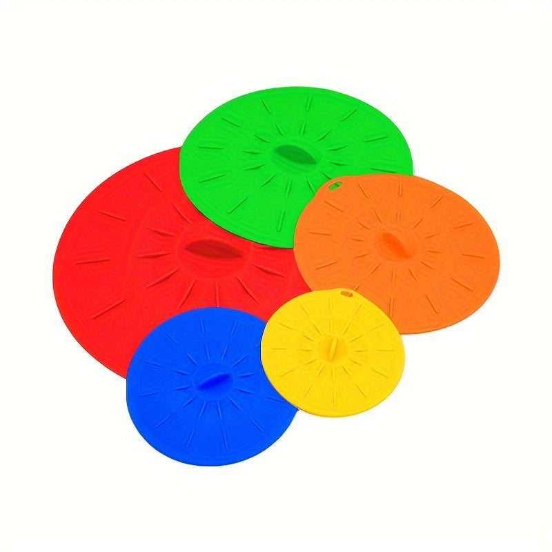 5-Piece Set of Reusable Silicone Microwave Lid Covers - Various Sizes, Suitable for Bowls, Cups, Plates, Pots, Pans, Microwave Splatter Covers, Stovetop, Oven, Fridge, and Freezer - BPA Free