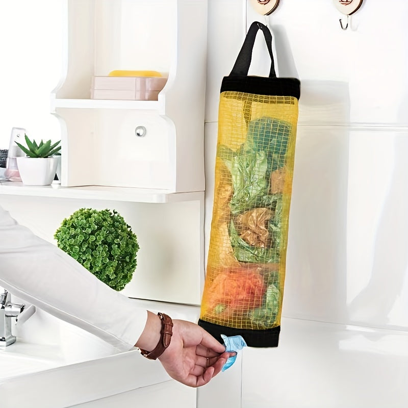 [Durable Trash Bag Organizer] Durable Plastic Under-Cabinet Kitchen Trash Bag Organizer | Open Storage Design, Secure Mounting, Space-Saving Garbage Bag Holder for Countertop Clutter Reduction, Sleek Storage Solution | Sturdy