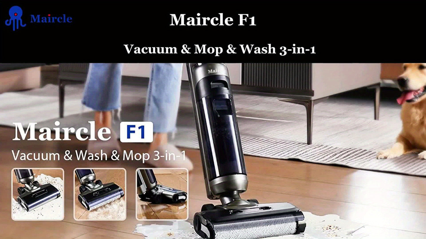 Maircle F1 Cordless Wet Dry Vacuum Cleaner, Lightweight Cordless Floor Washer With Voice Assistance, LED Screen Multi-Surface Vacuum Mop All In One With Self-Cleaning For Hardwood Floors
