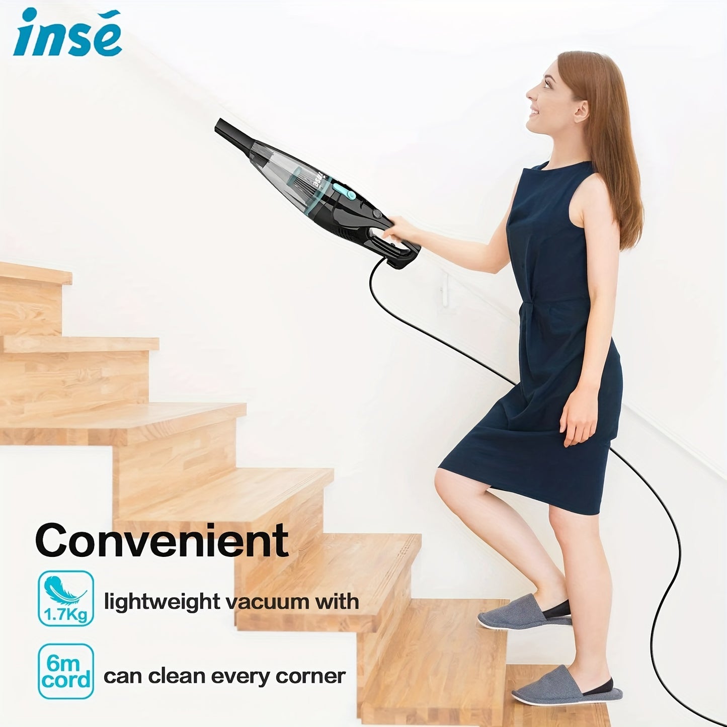 INSE R3s Corded Vacuum Cleaner, 400W High-Performance Motor, 16KPa Strong Suction, Lightweight Design with Advanced Filtration for Pet Hair & Dust, Includes 9 Accessories, Flexible ≥275.59inch Cable, Ergonomic Grip, Ideal f
