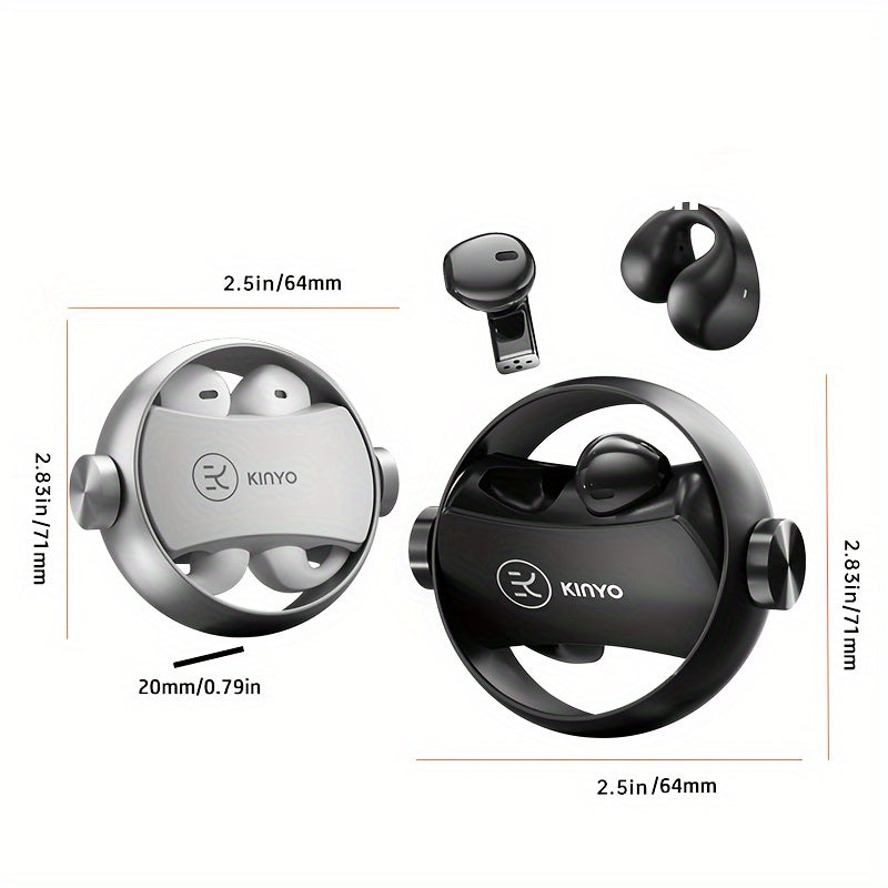 Kinglucky 4 in 1 Wireless Earbuds: Up to 76 Hours Playback, True Wireless Stereo, 360° Spatial Audio, 2 Pairs, Built-in Mic, Premium Bass, Adult Use, Open Ear Design, Compatible with Phones, Capacitive Mic, Polymer Li-Po Bat