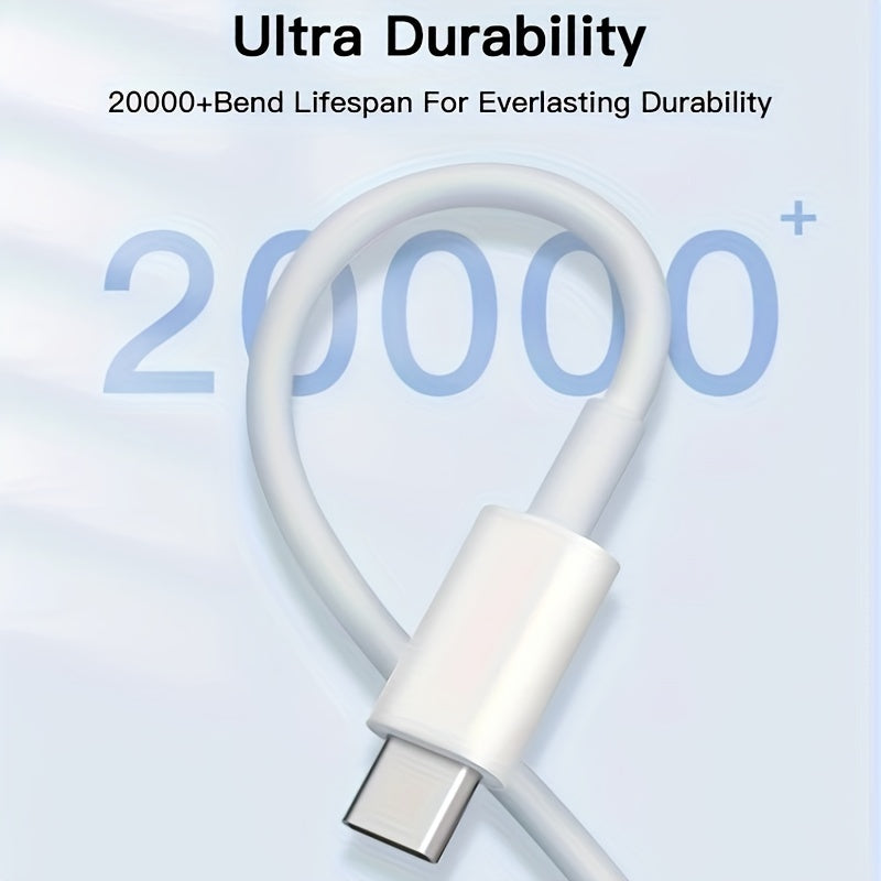 60W USB Quick Charge PD Cable: C to C Type, Ultra Durable, Suitable for Samsung and Xiaomi Phones - 20,000+ Bend Lifespan Guarantee